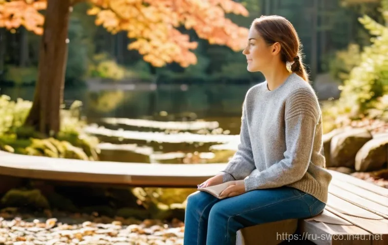 수영강사 업무 스트레스 관리법 - **A Serene Moment of Self-Care for a Swimming Instructor**
A female swimming instructor in her l...