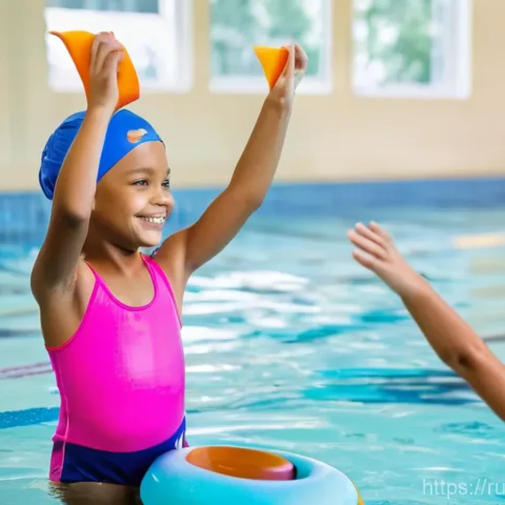 수영강사 창업 사례 - **Prompt: "Joyful 'Swimming for All' Program in a Modern Pool"**
A vibrant, sunlit indoor swimmi...