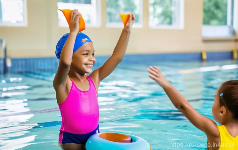 수영강사 창업 사례 - **Prompt: "Joyful 'Swimming for All' Program in a Modern Pool"**
A vibrant, sunlit indoor swimmi...