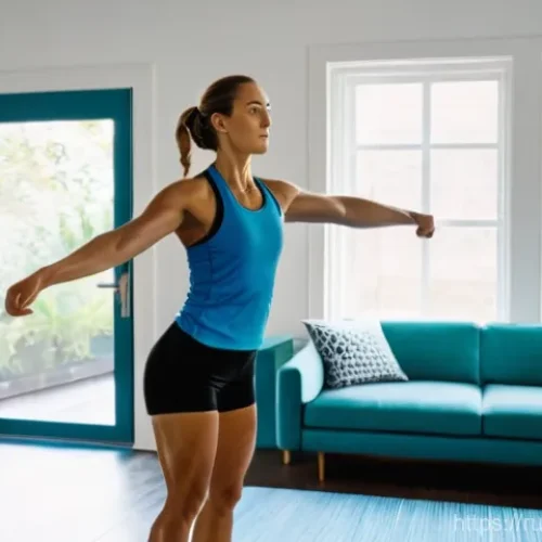 Home 25 수영강사 온라인 수업 가능성 - **Prompt:** A focused, fit woman in her late 20s to early 30s, dressed in athletic shorts and a spor...