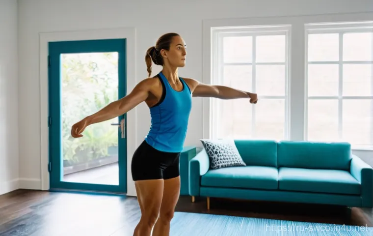 수영강사 온라인 수업 가능성 - **Prompt:** A focused, fit woman in her late 20s to early 30s, dressed in athletic shorts and a spor...